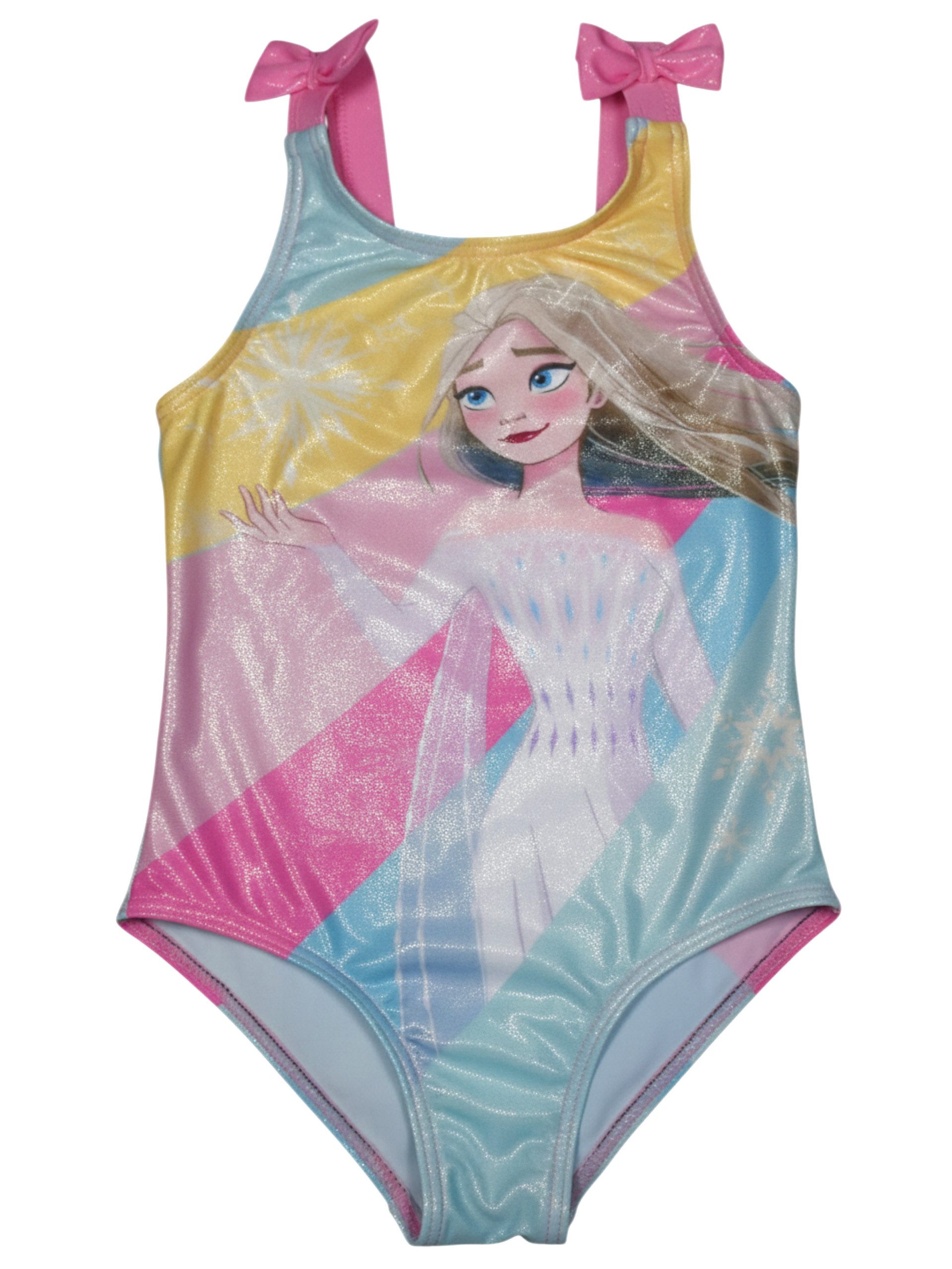 Badeanzug Die Eiskönigin Badeanzug mit Glitzer und Schleifen Elsa Frozen