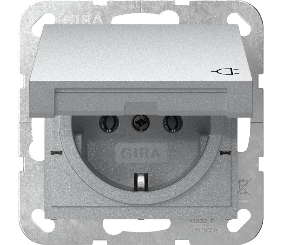 GIRA Lichtschalter Gira Schutzkontakt-Steckdose mit Klappdeckel