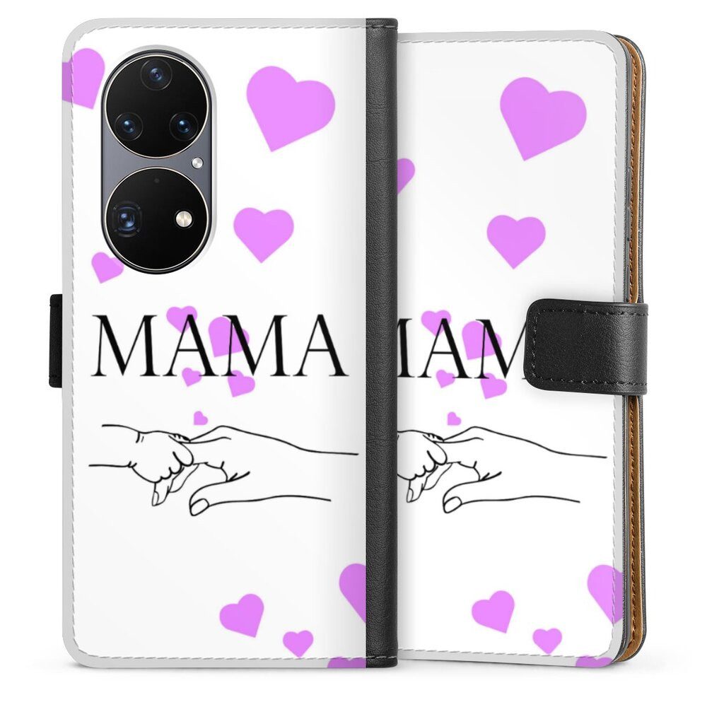 DeinDesign Handyhülle Muttertag Mama Familie Muttertag-Mama und kinder, Huawei P50 Pro Hülle Flip Case Klapphülle Handytasche Leder