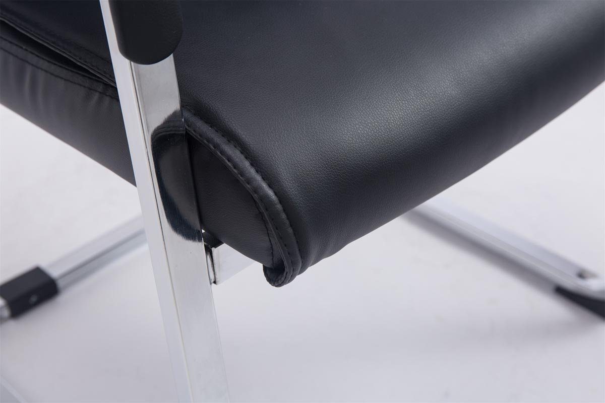 Metall chrom - Sitzfläche: Gestell: gepolsterter Wohnzimmerstuhl), - Besucherstuhl Esszimmerstuhl Konferenzstuhl schwarz Kunstleder mit Anobo hochwertig (Küchenstuhl TPFLiving - - Sitzfläche