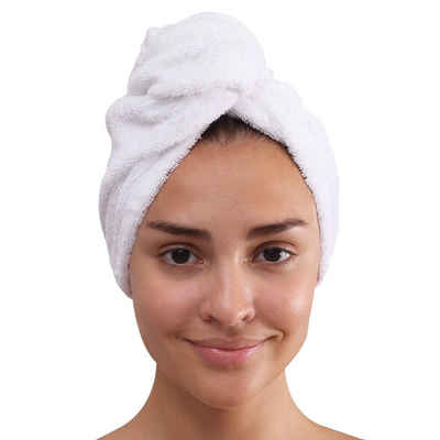 CLASS HOME COLLECTION Turban-Handtuch Frottee Baumwolle Haar-Turban Kopfhandtuch 72x27 cm, 100% Baumwolle (1-St), mit Knopf zu befestigen