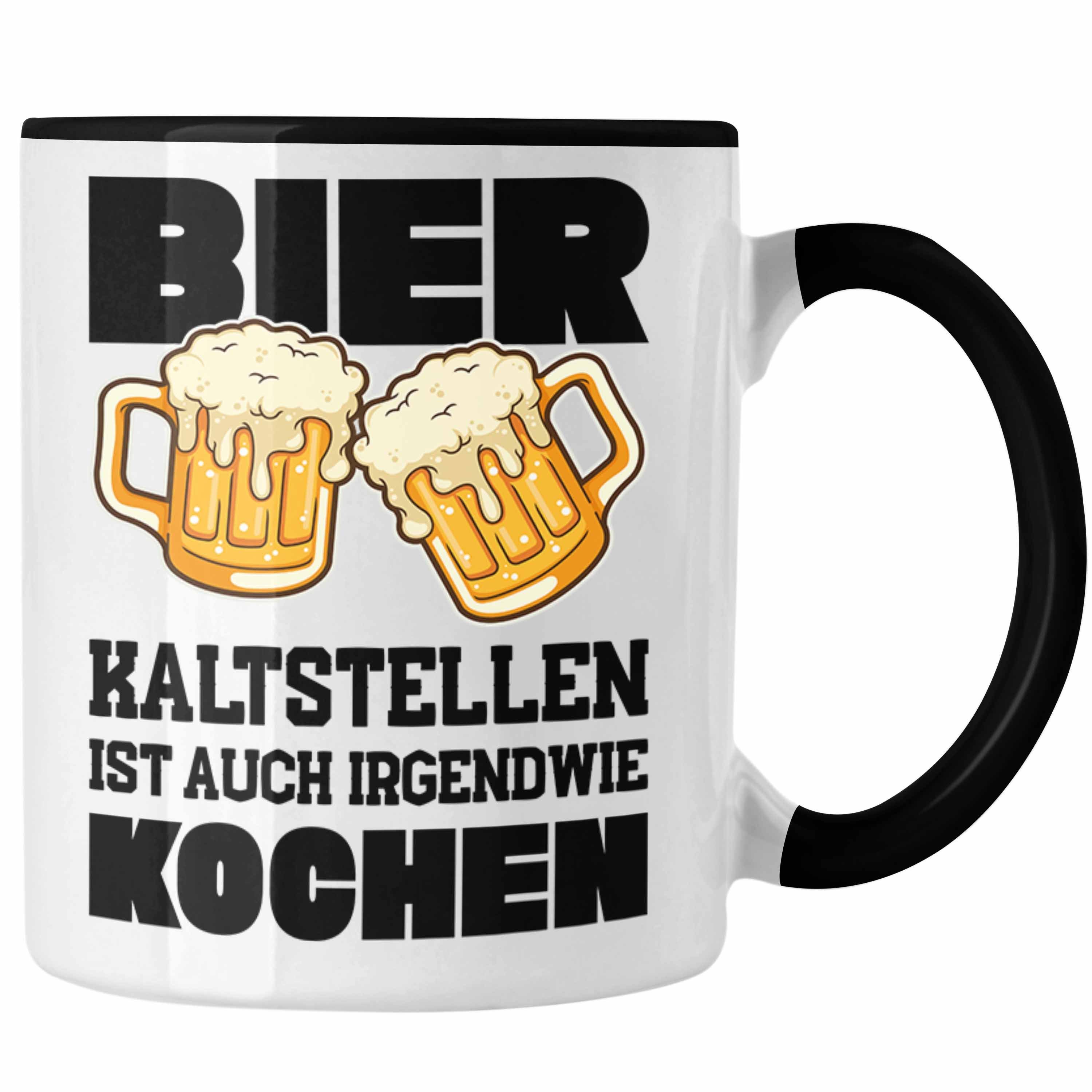 Trendation Tasse Trendation - Bier Tasse Lustiger Spruch Saufen Party Lustiger Spruch Männer Vater Schwarz