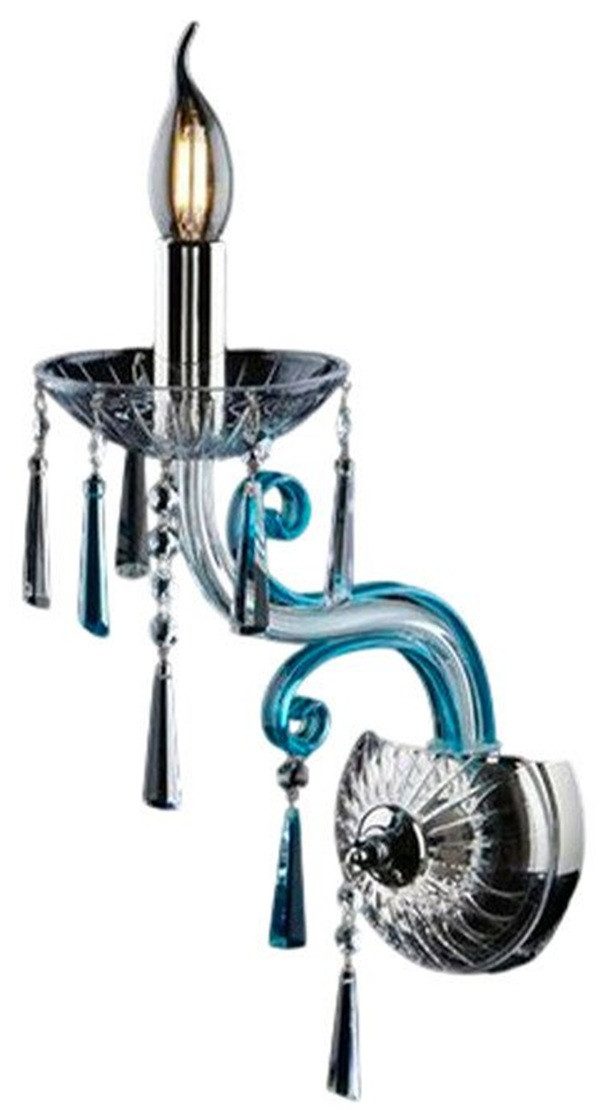 Xlmoebel Wandkerzenhalter Bohemia IVELE Wandlicht Antik Design in Blau mit Kristallakzenten, Hergestellt in Europa