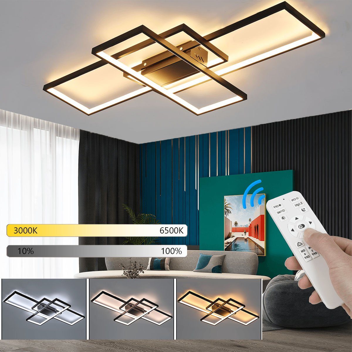 LETGOSPT Deckenleuchte Moderne 60W LED Deckenlampe, günstig online kaufen