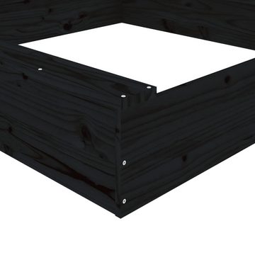 vidaXL Sandkasten Sandkasten mit Sitzen Schwarz Quadratisch Massivholz Kiefer