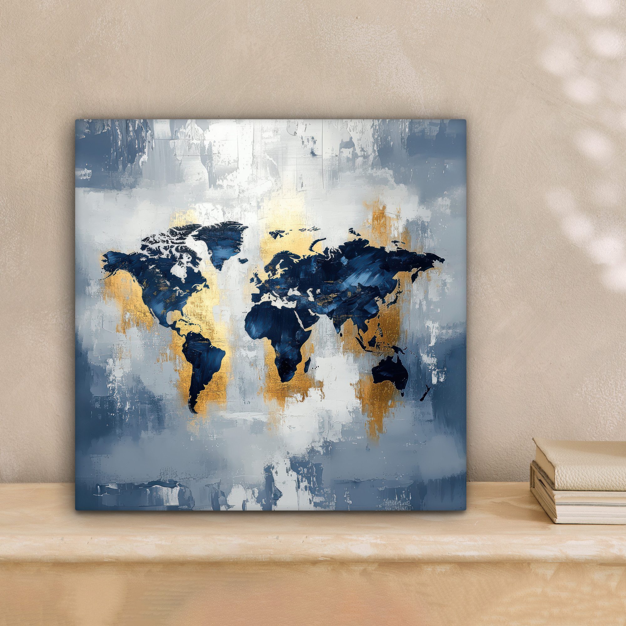 OneMillionCanvasses® Leinwandbild Weltkarte - Blau - günstig online kaufen
