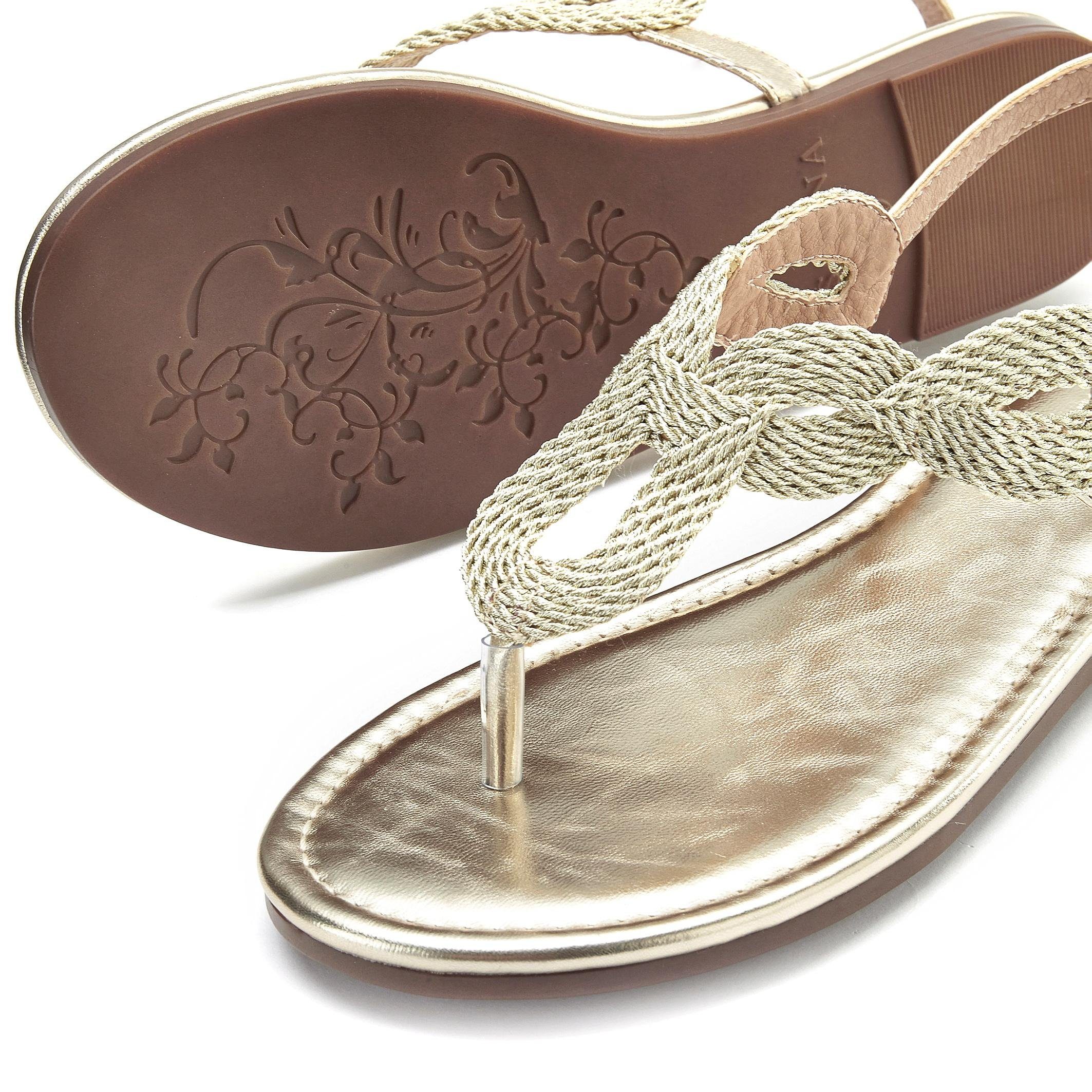 LASCANA Sommerschuh, offener Schuh, Zehentrenner Sandale, Pantolette im Metallic-Look VEGAN