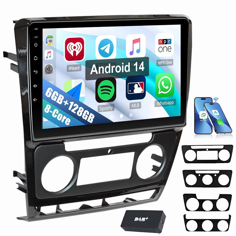 ESSGOO Für Skoda Octavia II 1Z3 1Z5 8-Kern 6+128G ASP EQ 4G LTE WIFI Autoradio (Digitalradio (DAB), RDS, FM, AM, Apple Carplay Android Auto GPS Navi WIFI BT EQ 4G LTE)