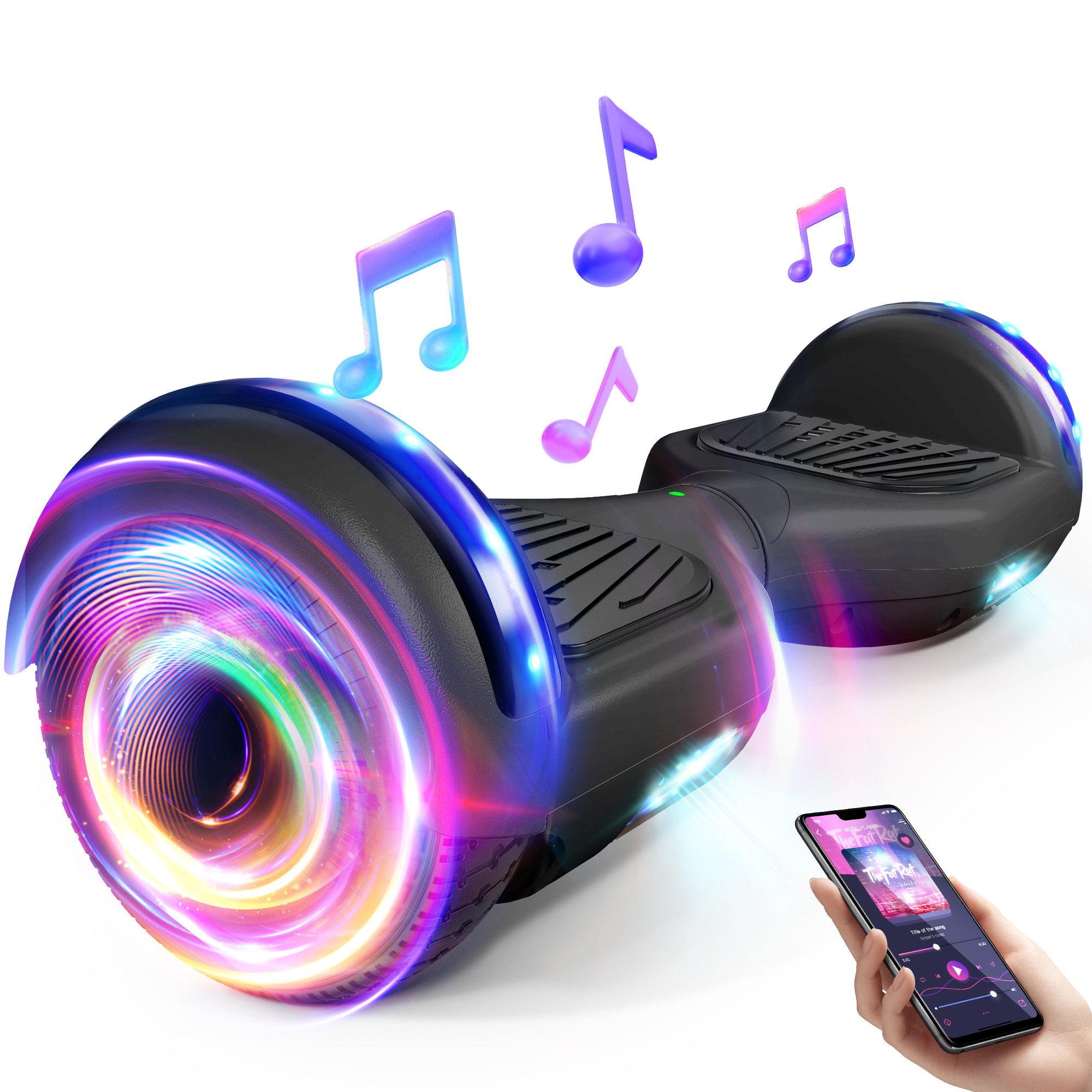SISIGAD Balance Scooter 6,5 Zoll Dualmotorräder, Hoverboard mit LED-Licht, Smart Bluetooth, 10 km/h, Hoverboard mit LED Lichter Bluetooth,Geschenk für Kinder