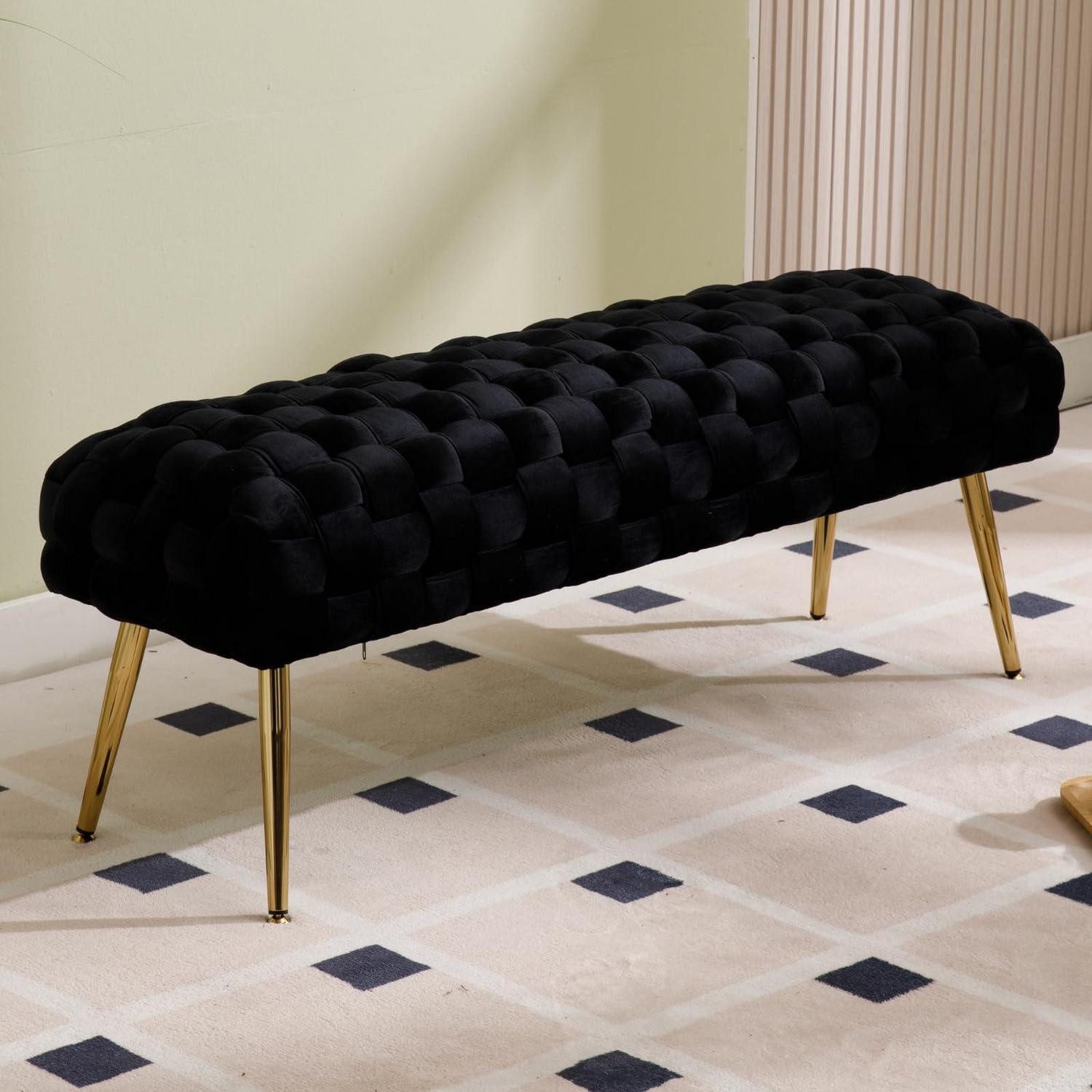 LuxusKollektion Bettbank Sitzbank Samt 120cm Schwarz (1-St)