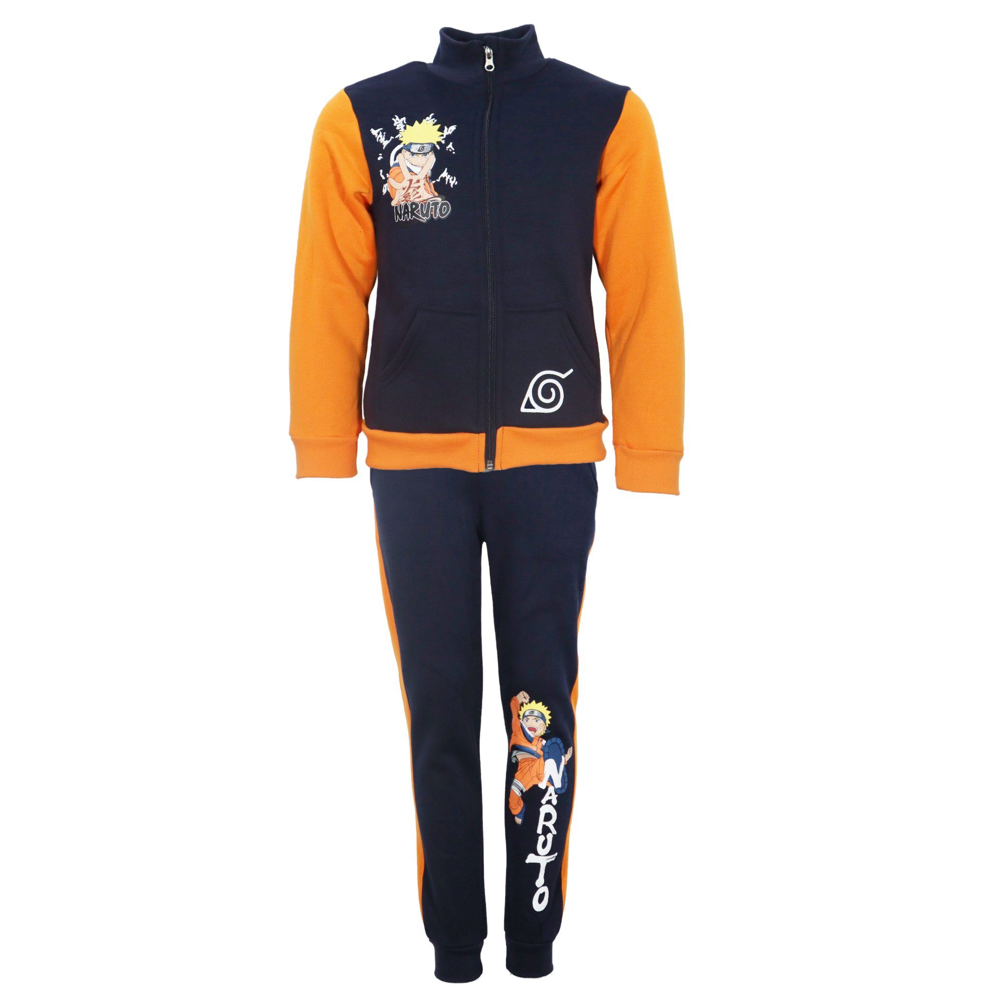 Naruto Jogginganzug Naruto Shippuden Joggingset Sporthose Hose Sweater Jacke, Gr. 98 bis 140 Blau