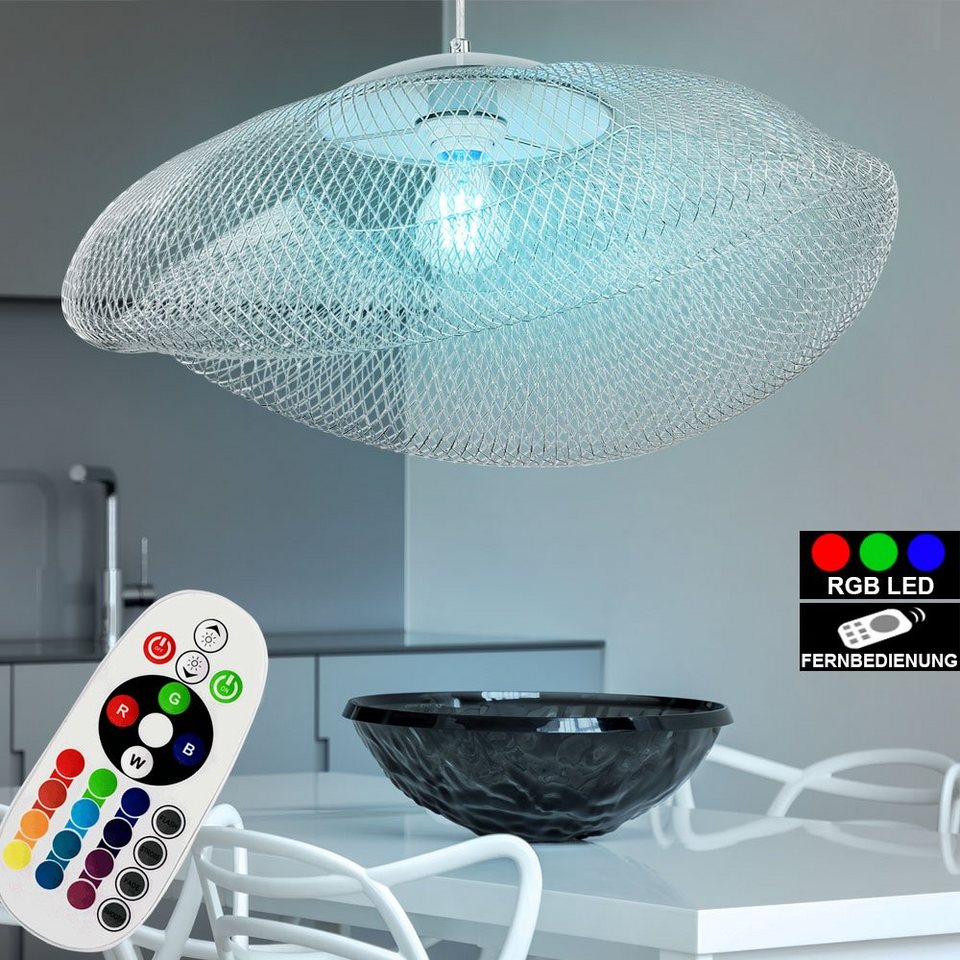 RGB LED Decken Lampe Dimmer Chrom Leuchte Glas klar Beleuchtung Fernbedienung