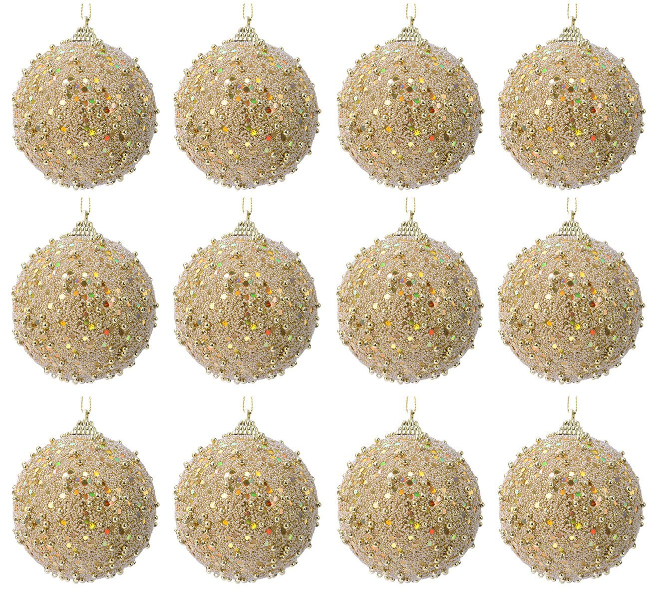 Kaemingk Weihnachtsbaumkugel, Weihnachtskugeln Kunststoff 8cm Perlen Paille günstig online kaufen