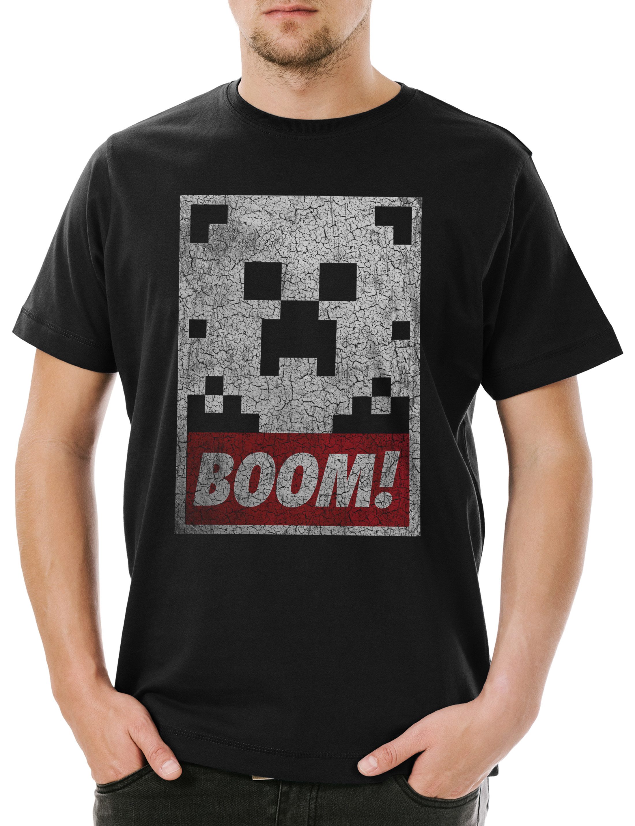 Print-Shirt Urban Backwoods Boom! Herren T-Shirt Schwarz Größe 3XL