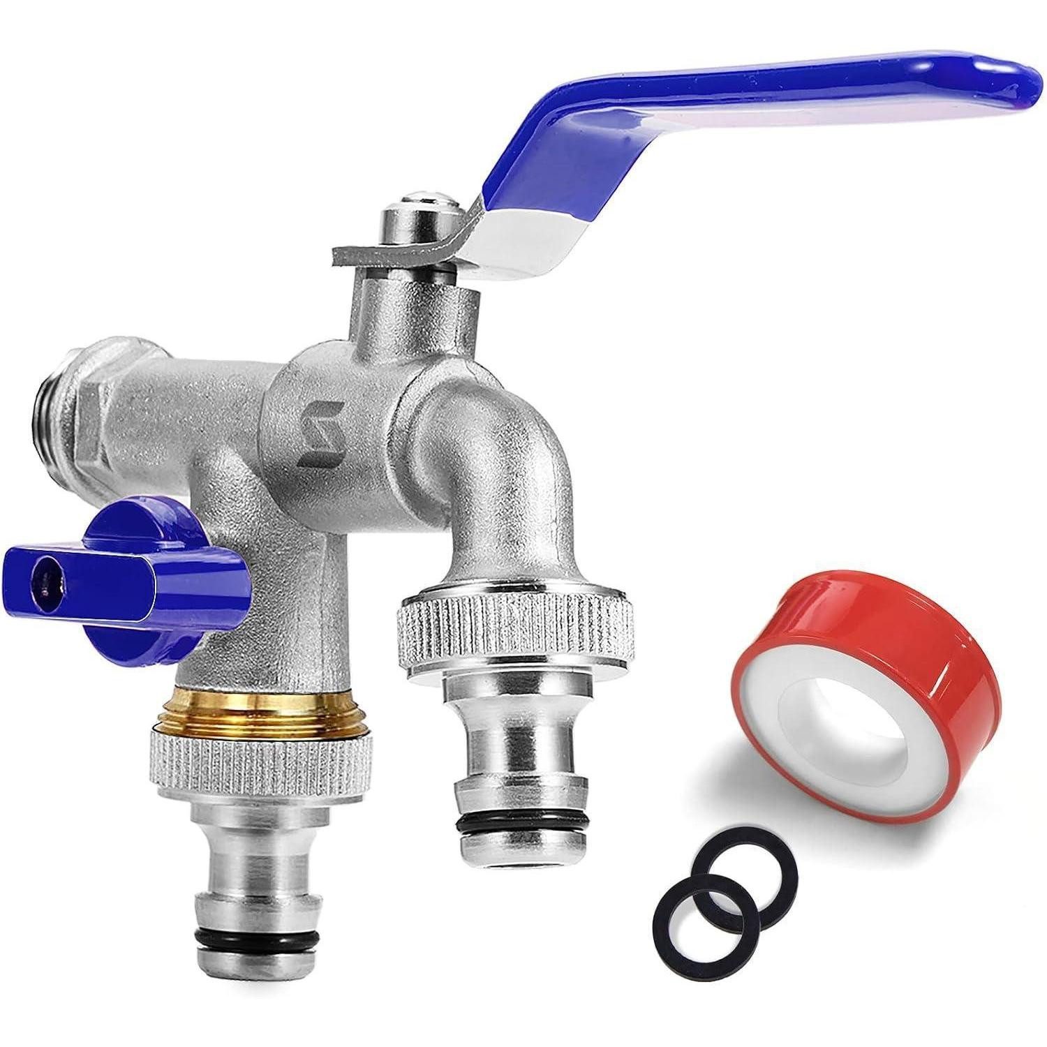 LuxusKollektion Fahrradständer Wasserhahn Doppel Auslaufhahn Blau Doppelter Kopf 1/2'' auf 2*3/4''