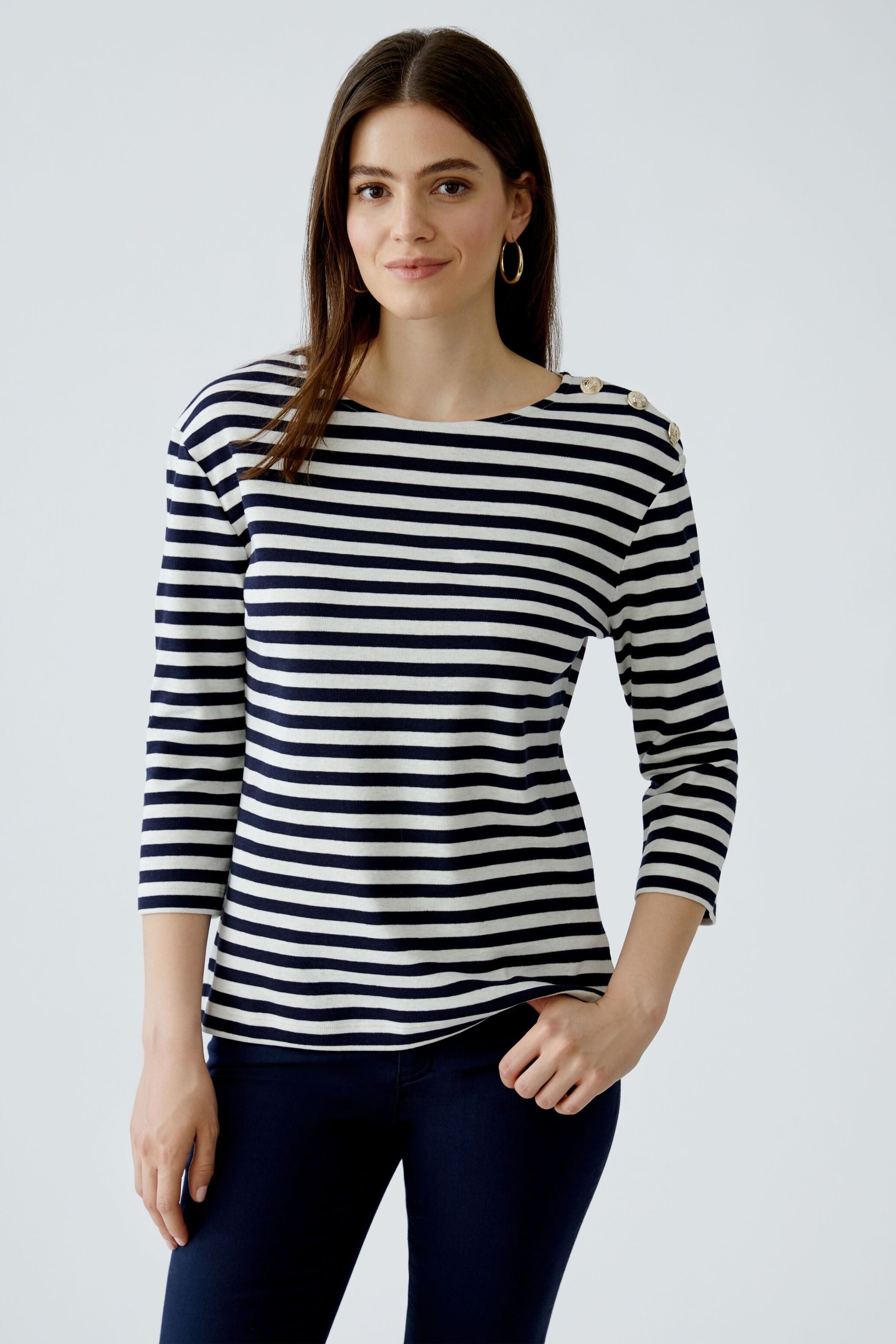 Oui Langarmshirt SUNALA T-Shirt reine Baumwolle günstig online kaufen