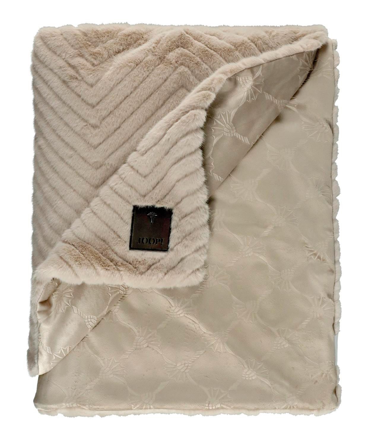 JOOP! Dekokissen JOOP! Kissenbezug Elegant Kollektion 2025, fake-fur Optik, Lederlabel auf der Vorderseite