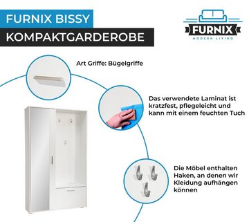 Furnix Kompaktgarderobe BISSY zeitlos und praktisch mit Garderobenschrank, Schuhschrank, Spiegel, Garderobenhaken
