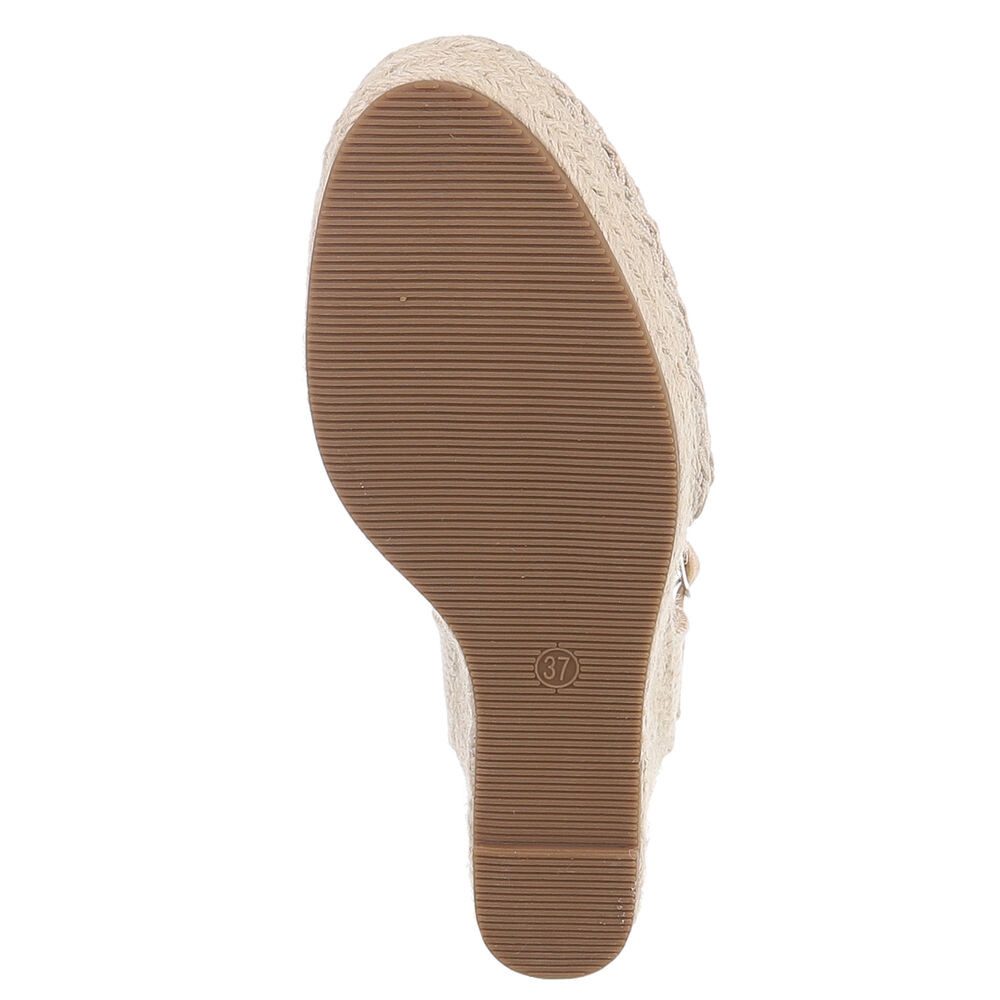 Ital-Design Damen Keilabsatz-Sandalen mit Jute-Detail Plateaupumps (89368762) Keilabsatz/Wedge Keilsandaletten in Schwarz