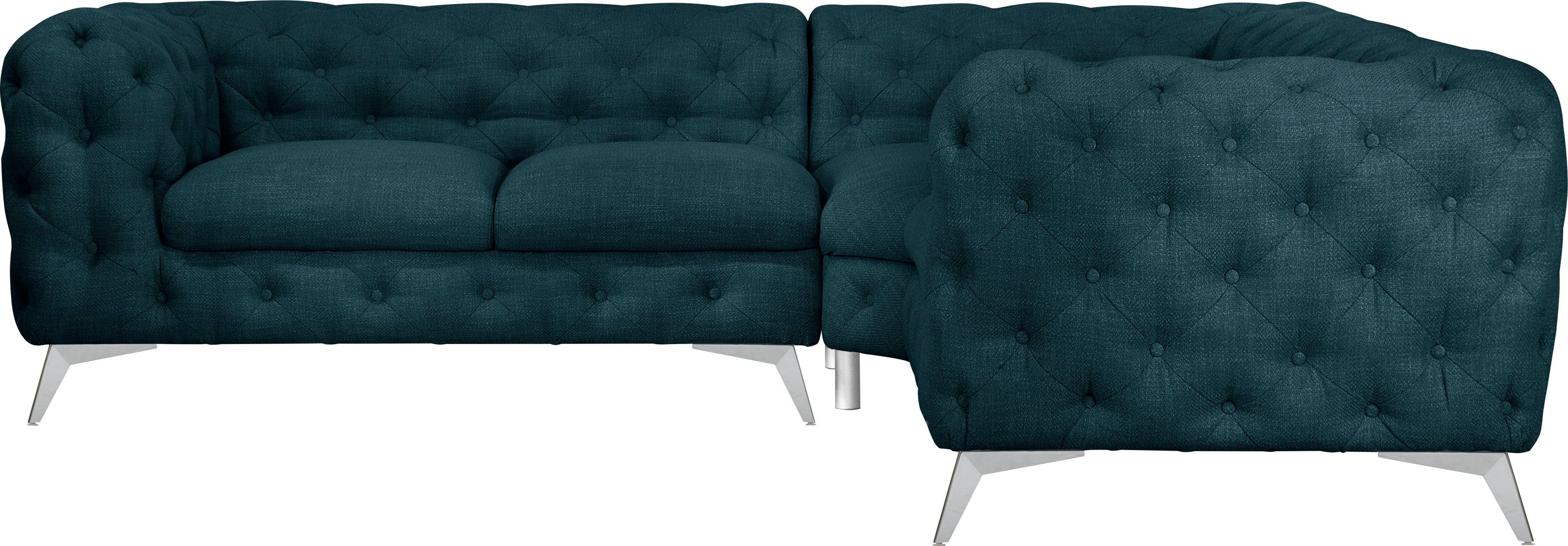 Leonique Chesterfield-Sofa "Ecksofa GLYNIS L-Form mit Wellenunterfederung, günstig online kaufen
