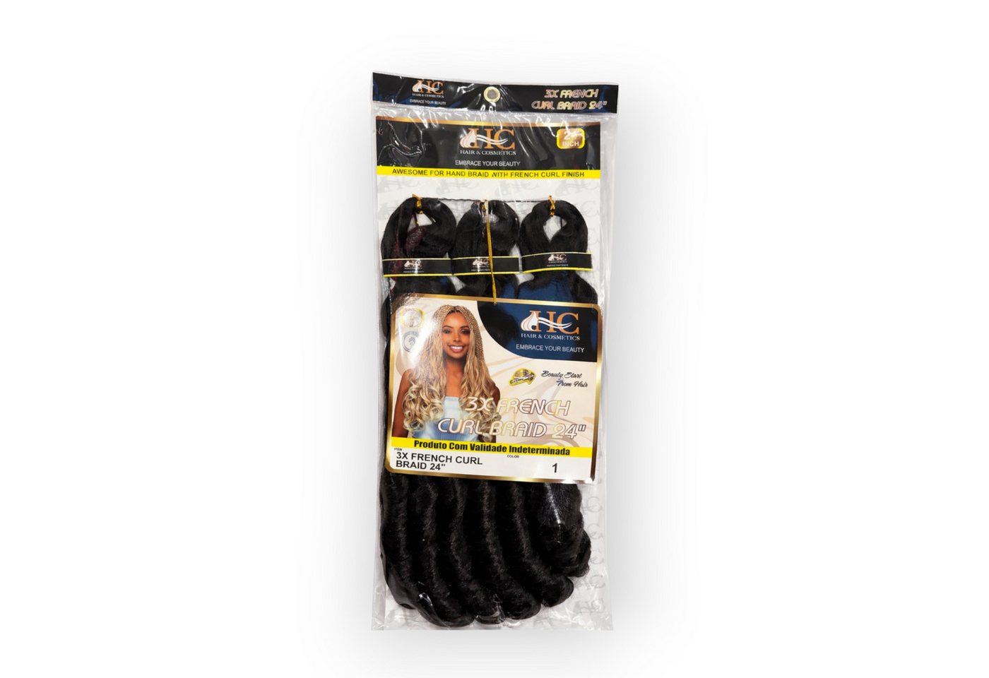 HC Kunsthaar-Extension French Curl Crochet Braid 3X, 24 Zoll (60 cm), 250 g, Voluminös, Lockig, Hitzebeständig, Weich, Natürlich, Vielseitig