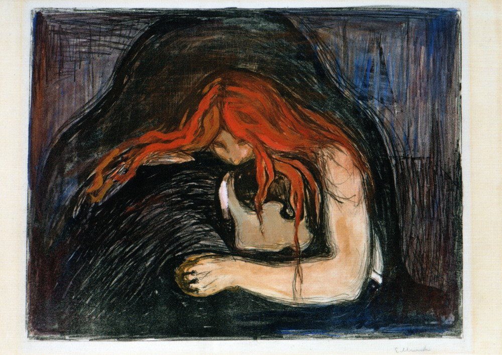 Postkarte Kunstkarte Edvard Munch "Vampyr II"