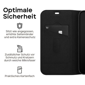wiiuka Handyhülle Hülle für iPhone 15 Pro Max Klapphülle Leder Case Tasche Klapptasche, Klapphülle Handgefertigt - Deutsches Leder, Premium Case