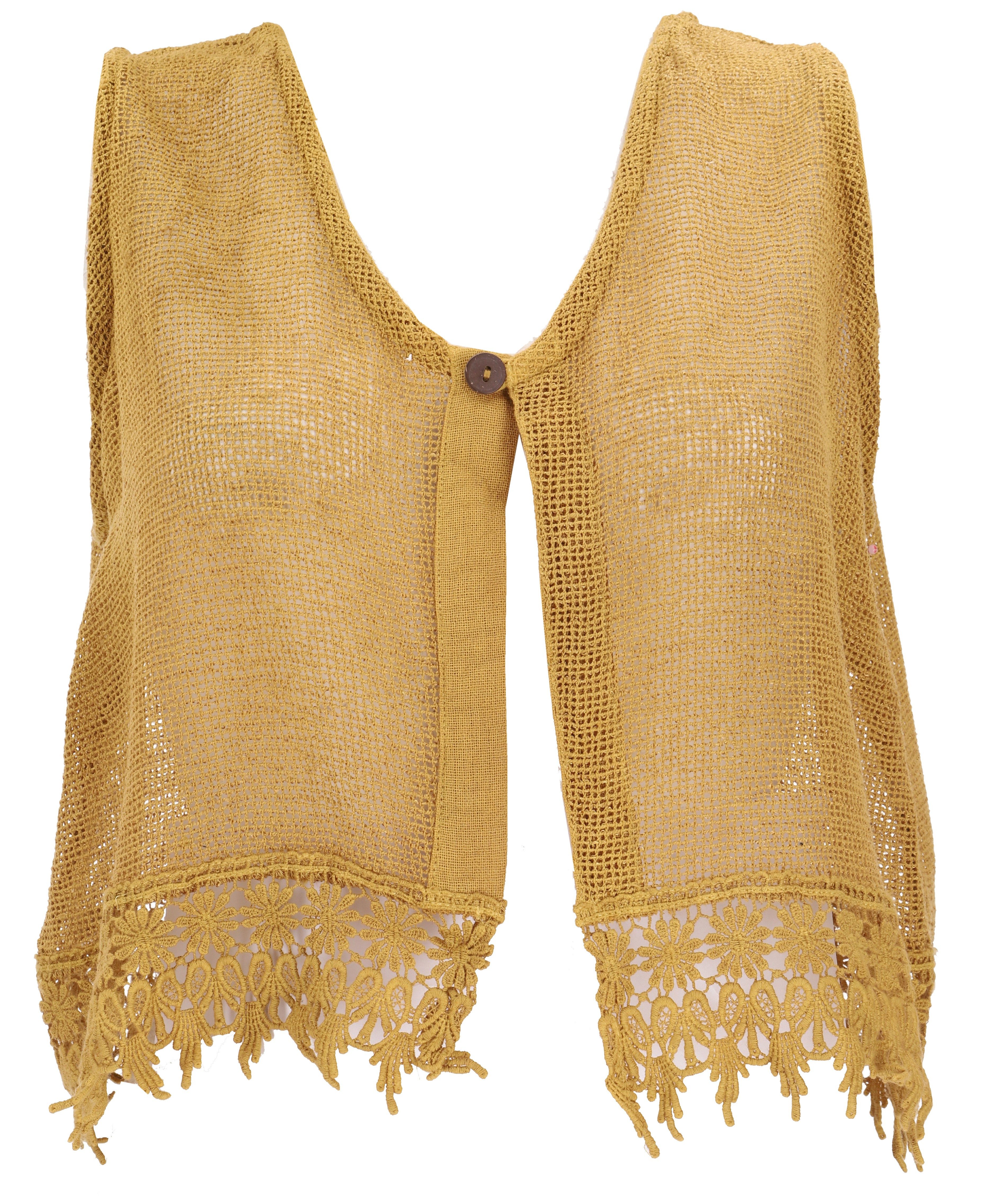 T-Shirt Natürliches Boho Style Top, offenes Top, Weste..