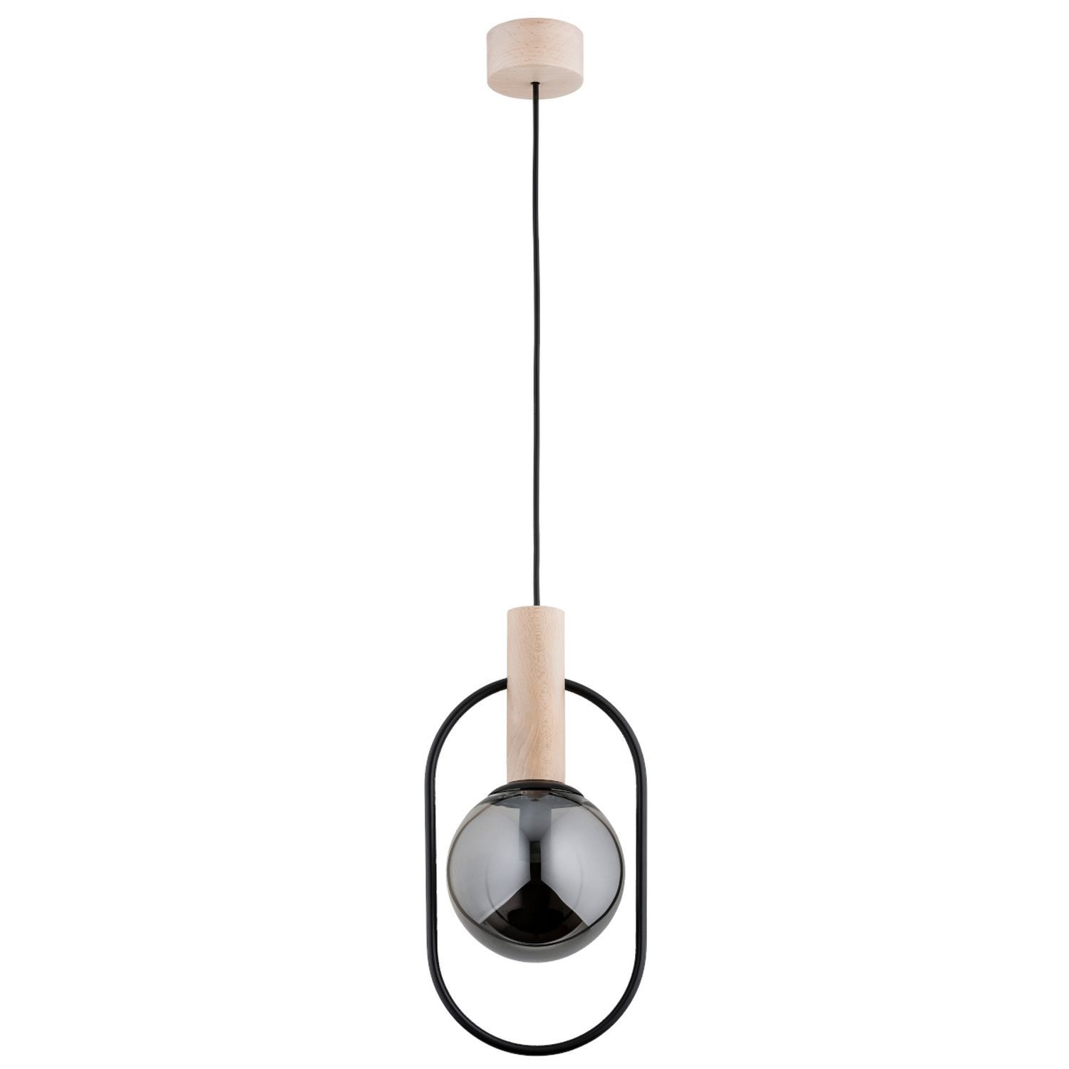 Licht-Erlebnisse Pendelleuchte ZORIN, ohne Leuchtmittel, Glas Metall E14 H: max. 100 cm Natur Schwarz Kugel Schirm rund