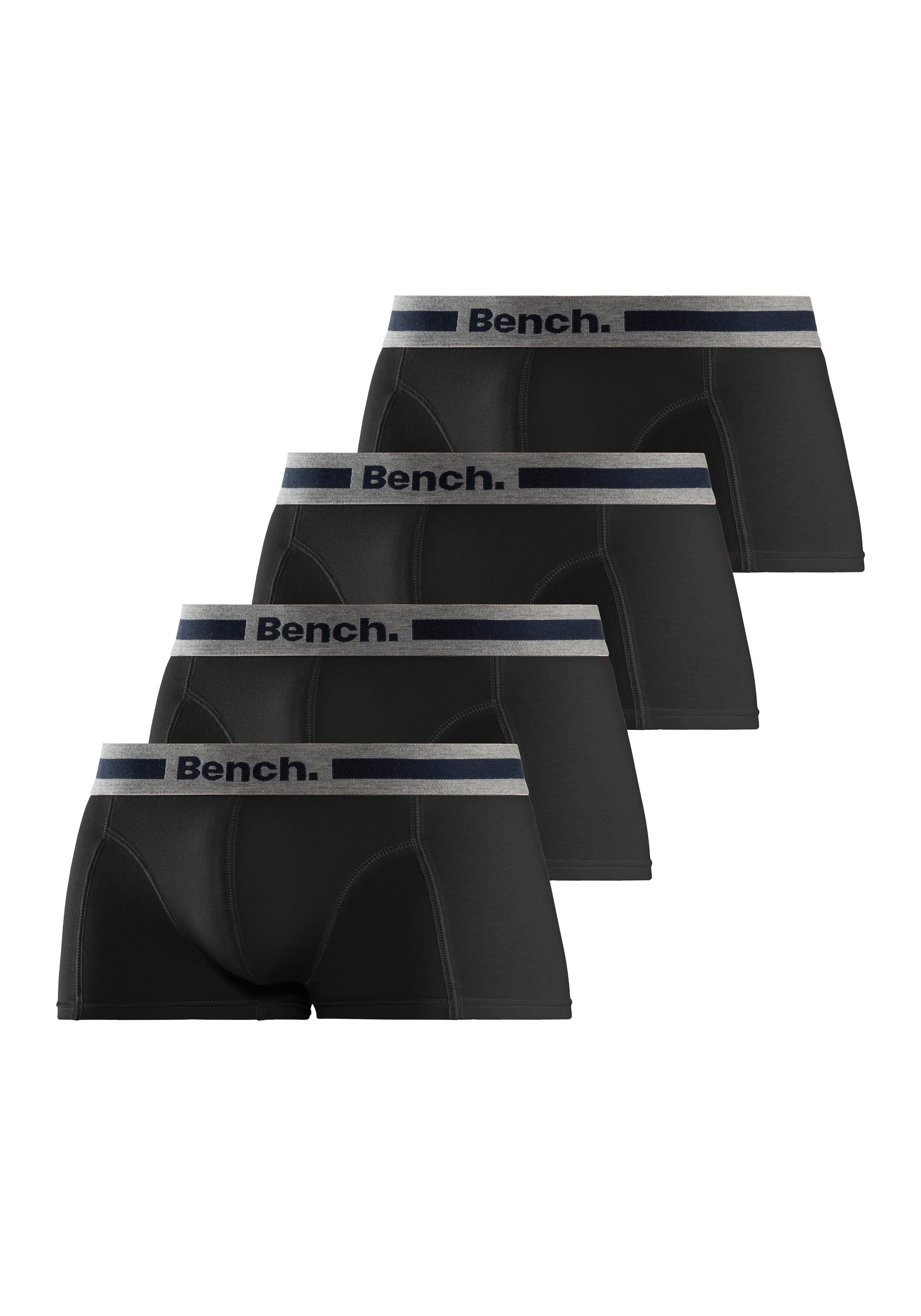 vorn mit Boxershorts 4-St) Overlock-Nähten in schwarz-anthrazit-meliert (Packung, Bench. Hipster-Form