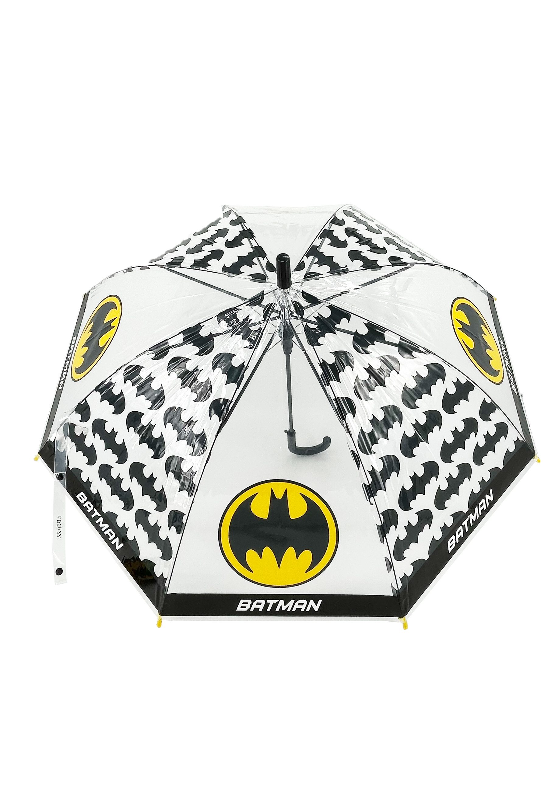 Batman Stockregenschirm Kinder Automatik-Regenschirm transparent mit Metallgestell ab 3 Jahren, windfest