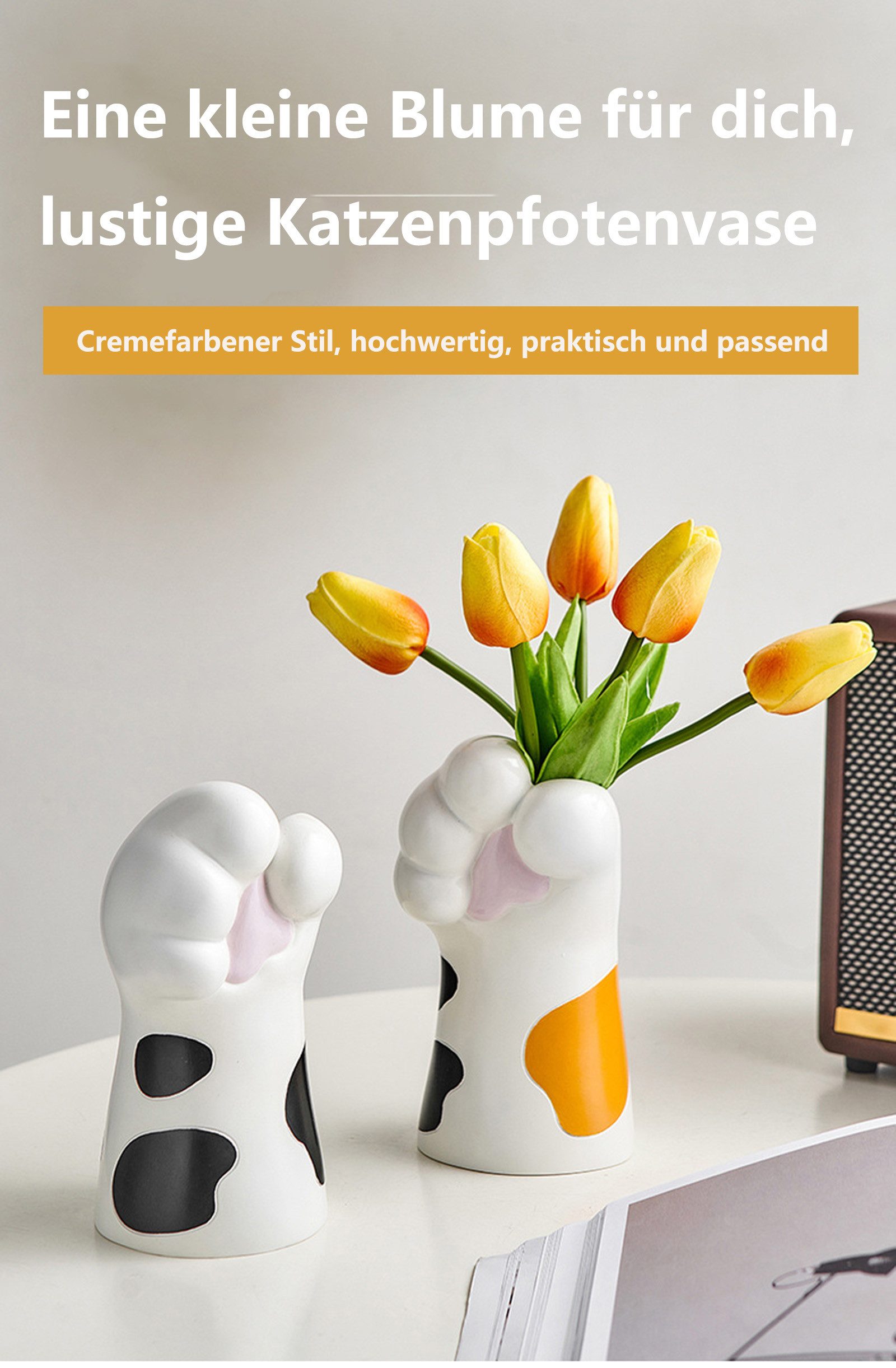Jumpeak Dekovase Katzenpfote Vase, Katze Dekoration, günstig online kaufen