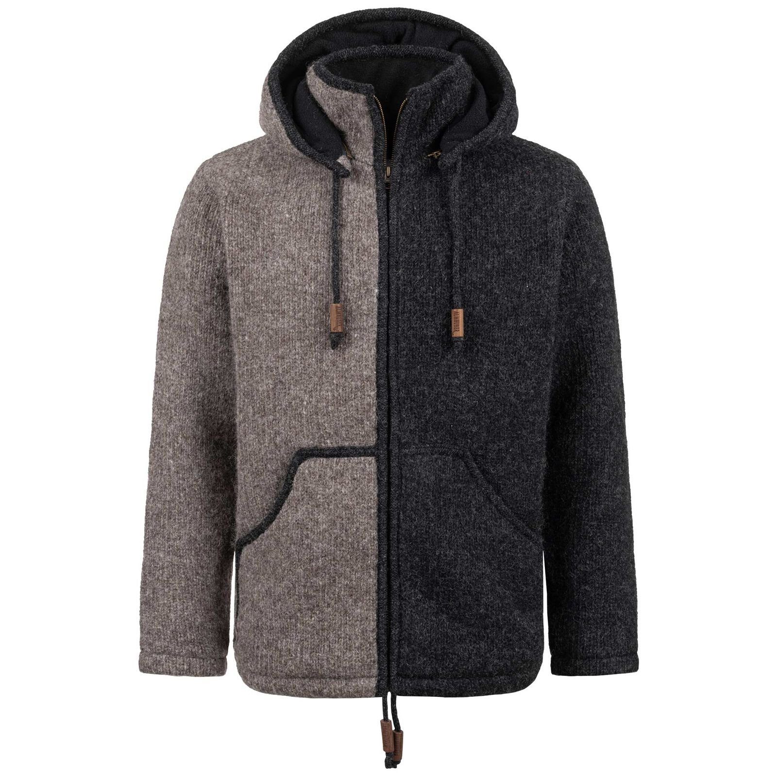 Kapuze Nordisch ALMHUBER Herren Winterjacke Strickjacke Strickjacke Wolljacke + Schurwolle