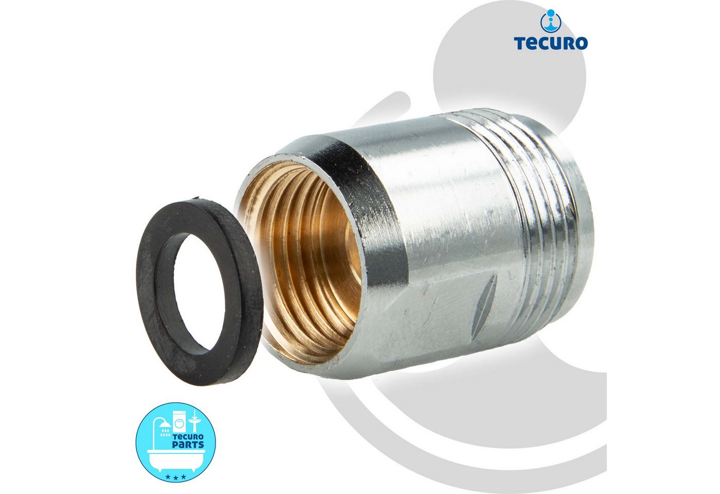 Thumbnail - tecuro Badarmatur Aufnahme Adapter für Ausläufe an Armaturen, 1/2 IG x 3/4 AG