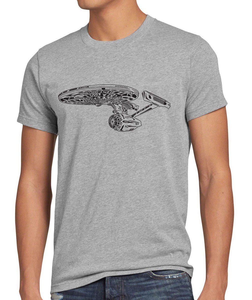 trek wars spock style3 meliert T-Shirt raumschiff grau Sci-Fi voyager Trekkie Herren enterprise star Print-Shirt