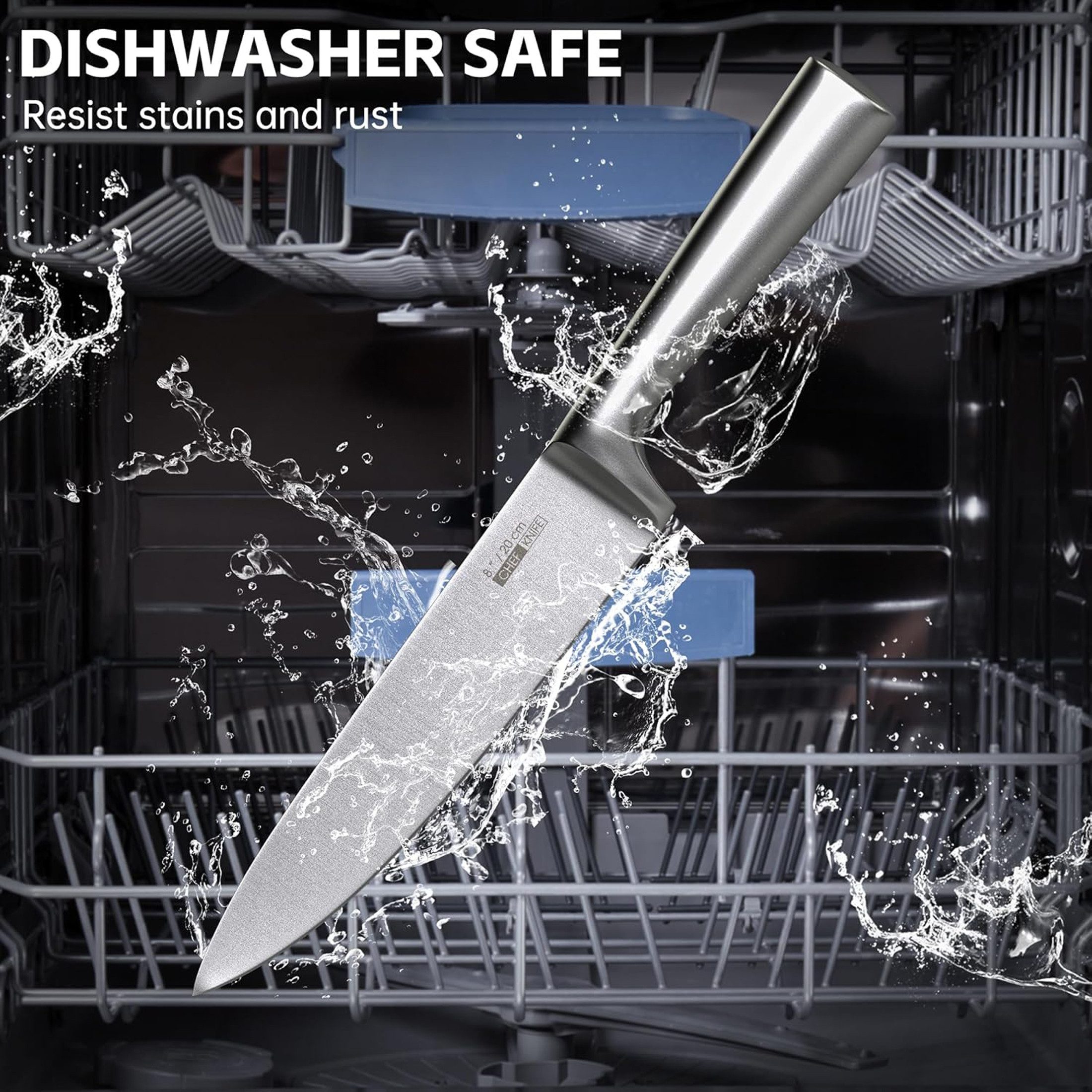 ibettertec Kochmesser Messer Set 5-tlg,  Profi Küchenmesser Set aus Edelstahl, mit Santoku, Kochmesser, Brotmesser, Universalmesser, Gemüsemesser