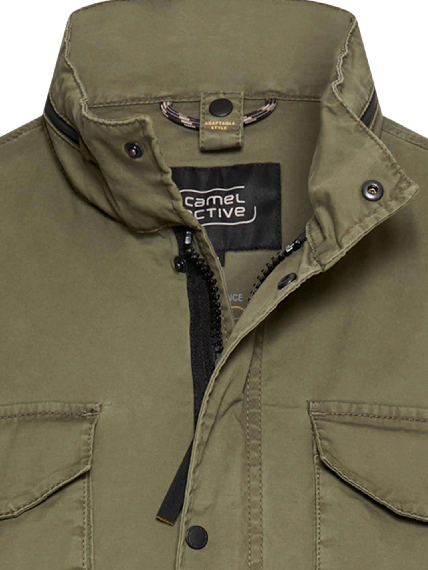 camel active Funktionsjacke grün,Casual,Baumwolle,Unifarben,Stehkragen,Lang,Regular Fit