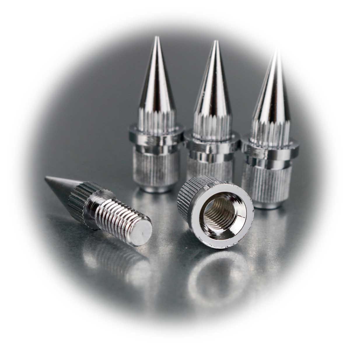Dynavox Dämpfer Boxenspikes, 4er Set, Chrom silber, Noisekiller