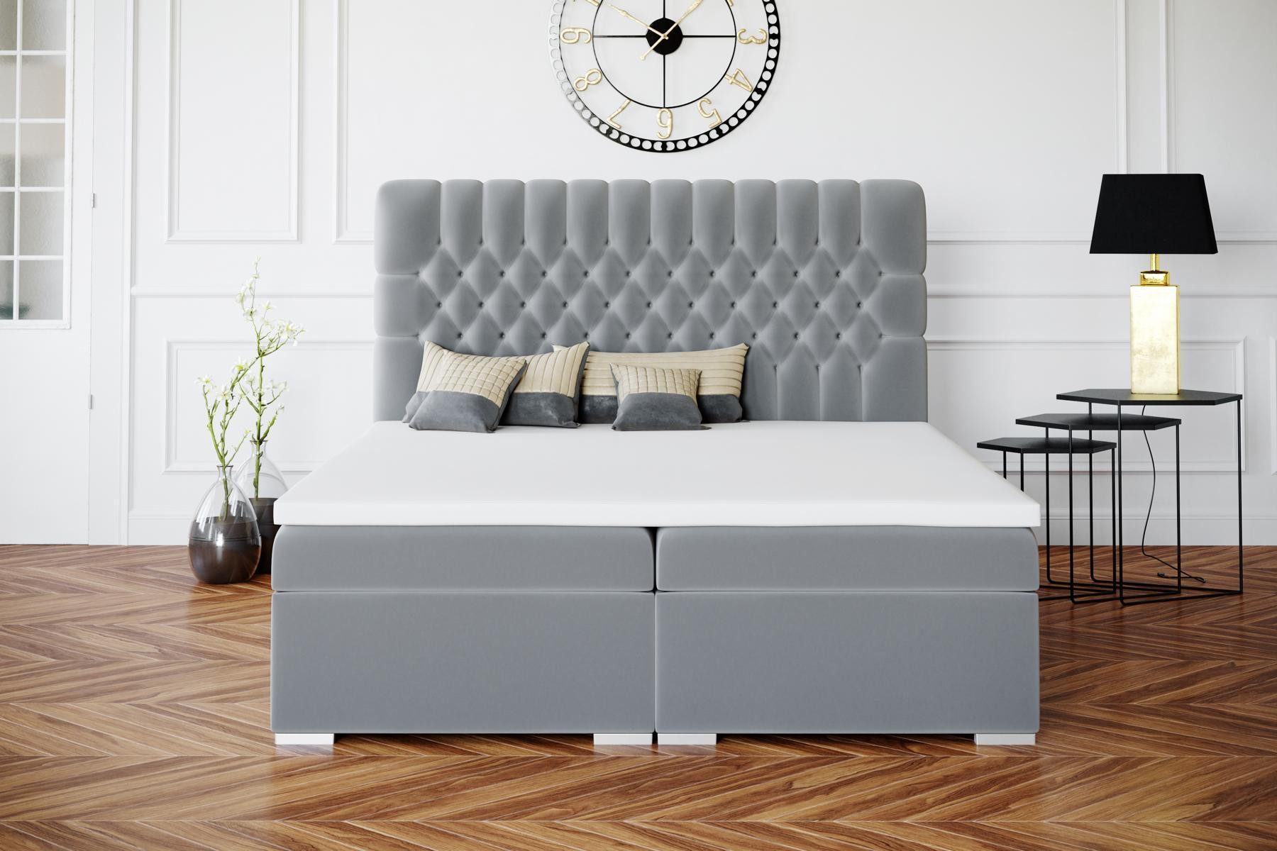 JVmoebel Boxspringbett Luxus Chesterfield Bett mit integriertem Bettkasten und Polsterung (Boxspringbett 4062292146688), Made in Europa