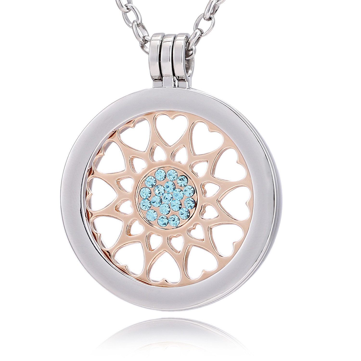Morella Kette mit Anhänger Damen Halskette 70 cm mit Coin 33 mm (2-tlg), Silberkette inkl. austauschbarem Coin, im Samtbeutel