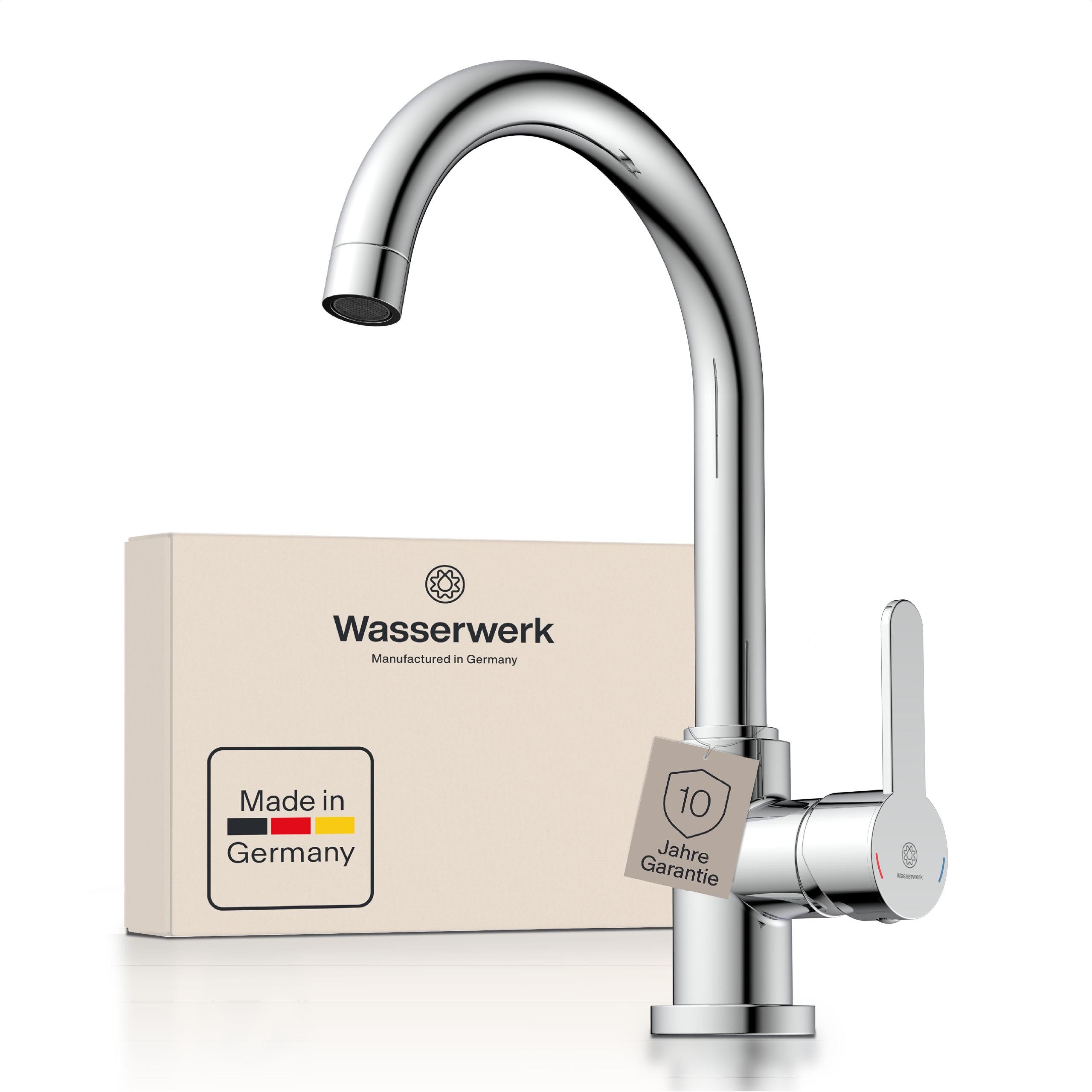 WASSERWERK Spültischarmatur WK 5, Wasserhahn, Küche, Einhebelmischer 360° schwenkbar, Cold-Start-Funkt., geräuscharm