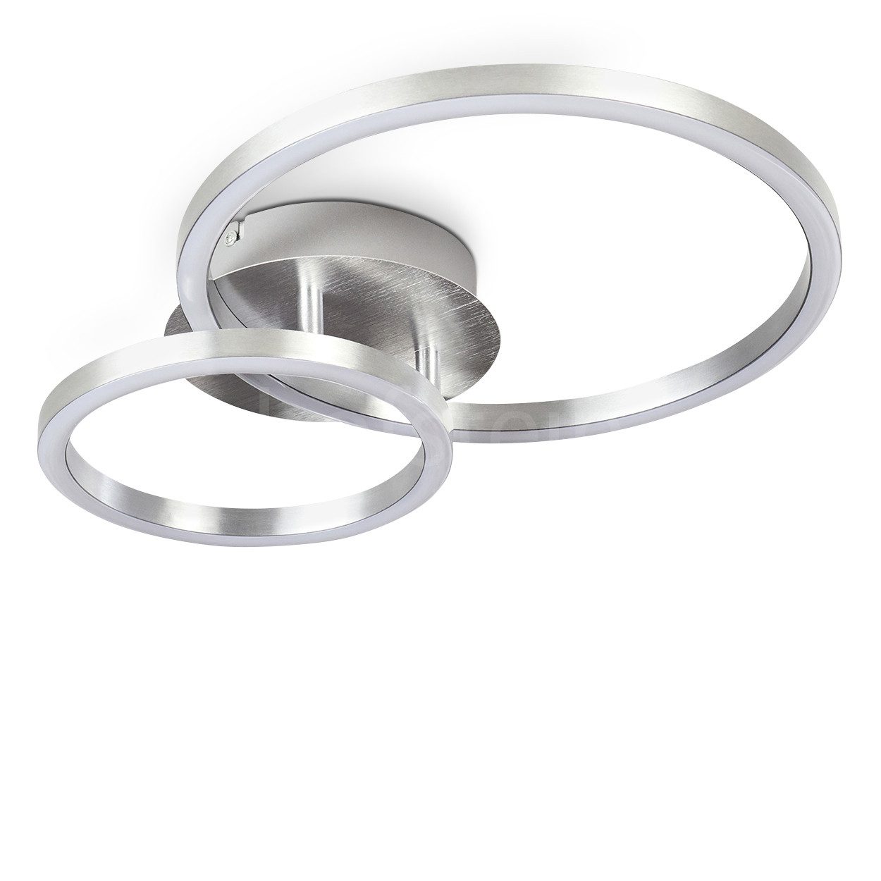 hofstein Deckenleuchte »Ferrandina« Deckenlampe aus Metall/Kunststoff in Nickel-matt/Weiß, 3000 Kelvin, verstellbare Leuchte mit 2 Lichtringen, 18 Watt, 900 Lumen