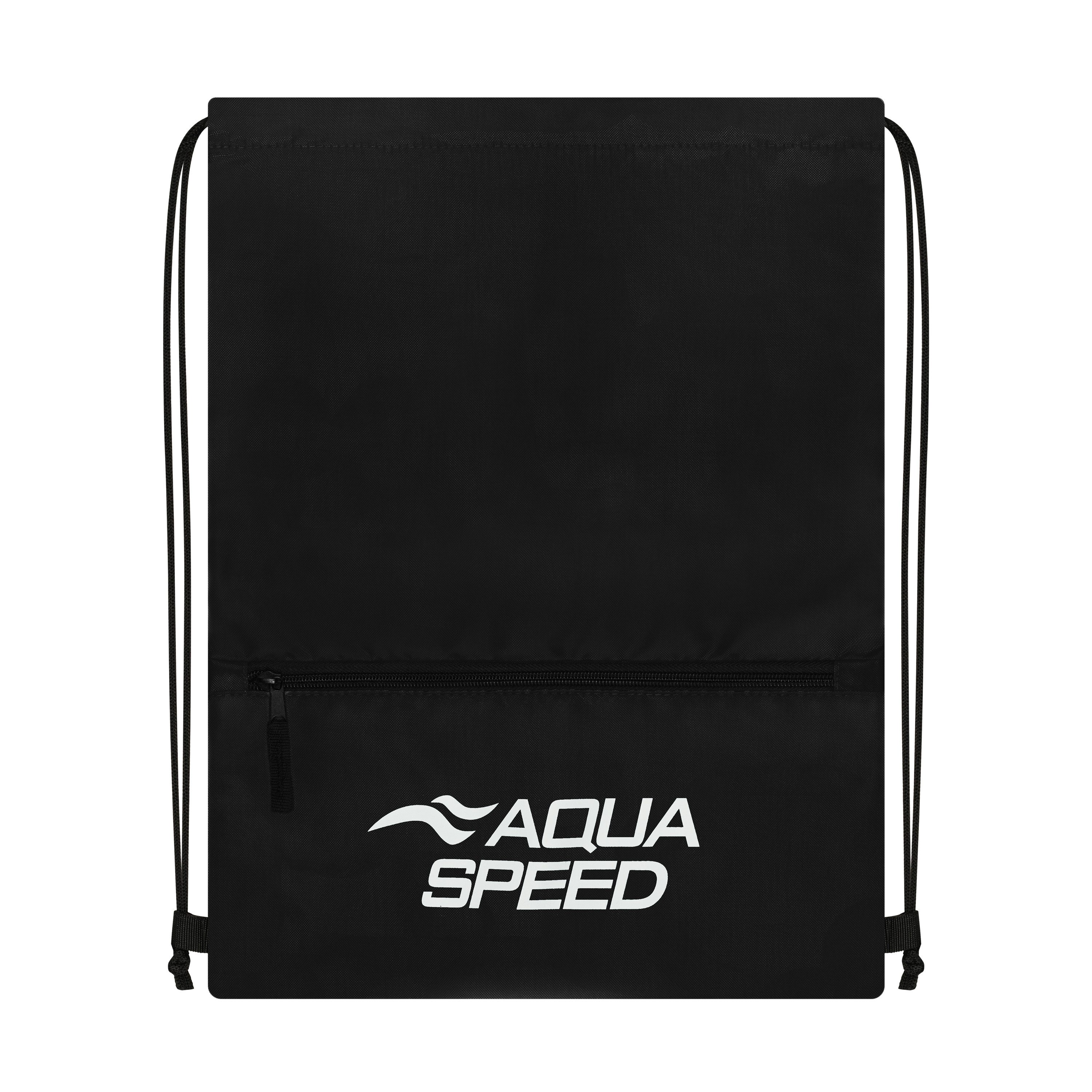 Aqua Speed Turnbeutel GEAR SACK ZIP Sportbeutel 16L Schwimmbeutel schwarz (Sporttasche 16 Liter chlorbeständig mit Reißverschlussfach), Mit Reißverschlussfach für Schlüssel & kleine Wertsachen