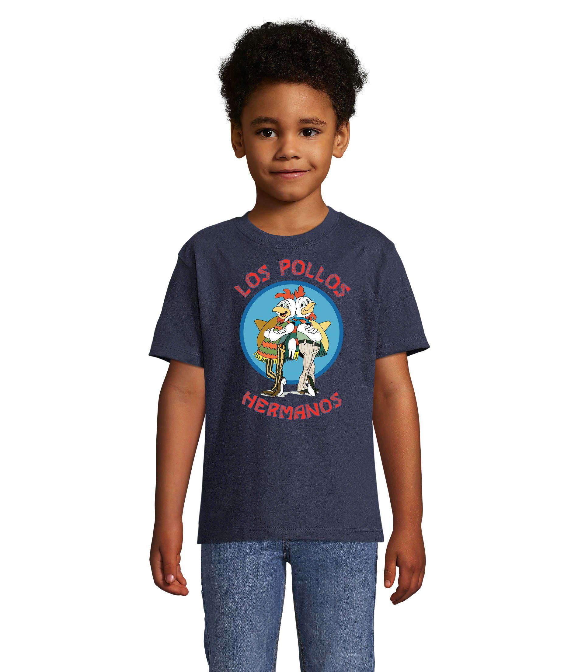 Blondie & Brownie T-Shirt Kinder Jungen & Mädchen Hermanos Hühner Los Pollos in vielen Farben Navyblau