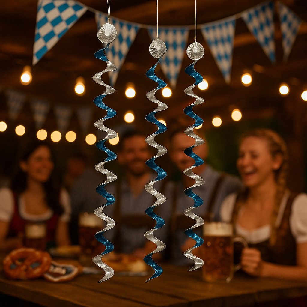Fries Hängedekoration 4 Rotorspiralen 60 cm Oktoberfest Deko Bayern Party blau-weiß (4 St)