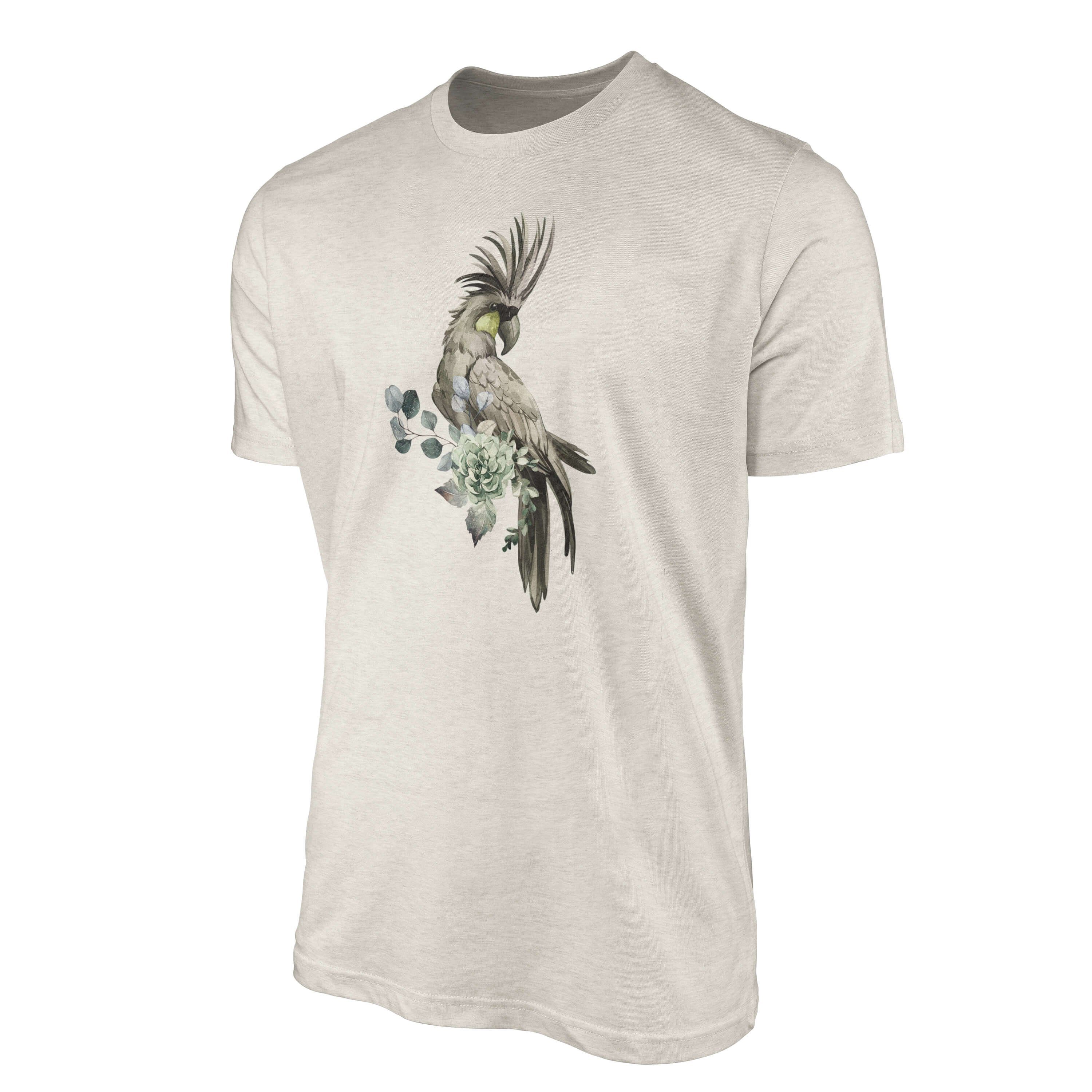 Farbe Kakadus Sinus Art T-Shirt Organic Motiv T-Shirt Bio-Baumwolle Shirt Herren Nachhaltig Ökomode Aquarell (1-tlg)