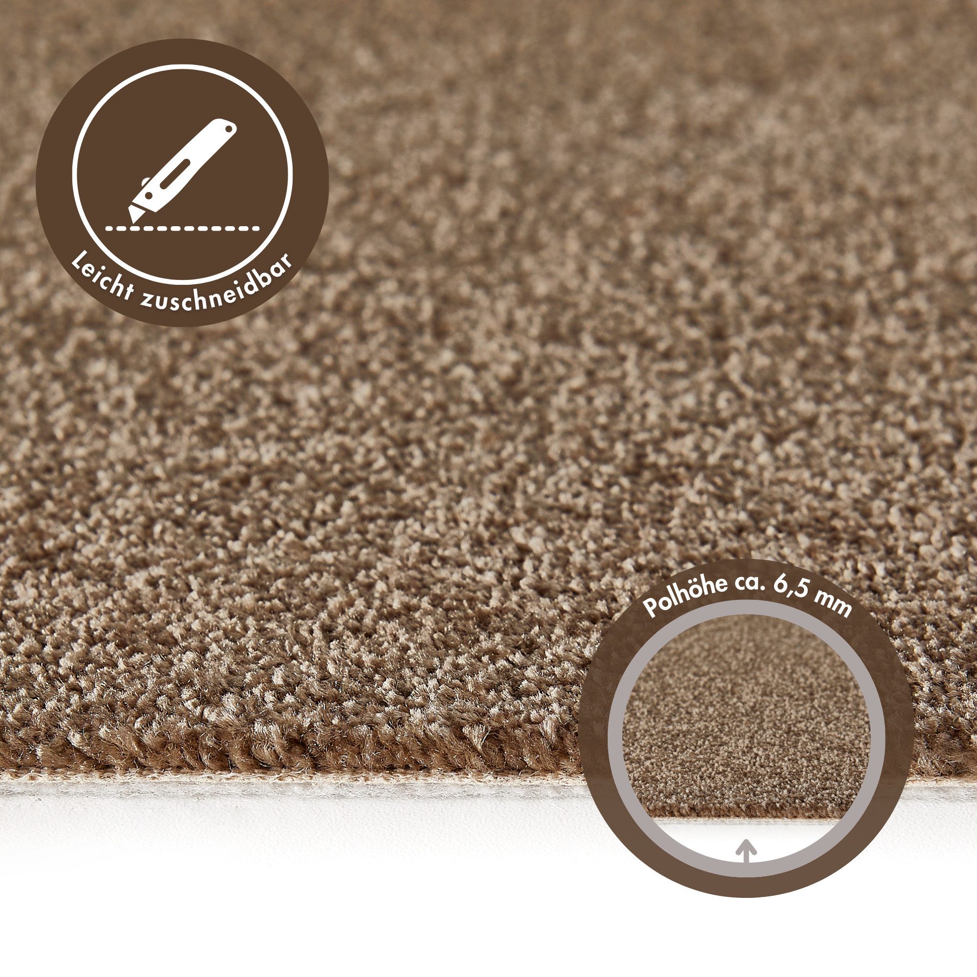 Andiamo Teppichboden Verona, Velours, Gesamthöhe 6 mm, Luxusklasse LC2, rechteckig, Uni Farben, Breite 400 cm oder 500 cm, strapazierfähig, pflegeleicht