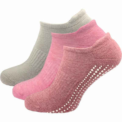 GAWILO ABS-Socken für Damen - Yoga & Pilates Носки - sicherer Halt auf glatten Böden (3 Paar) - rutschfest - mit hohem Baumwollanteil