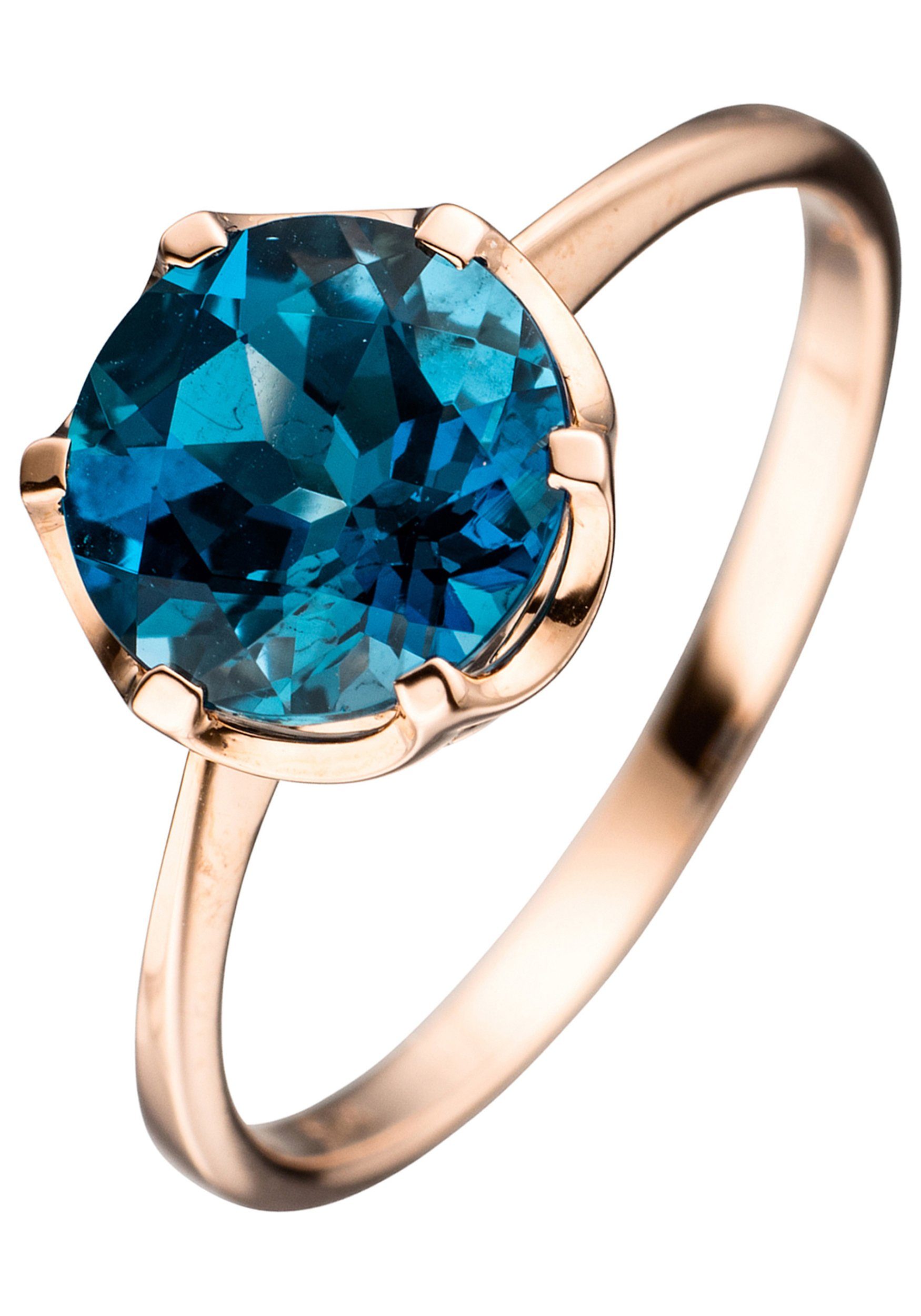 JOBO Goldring, 585 Roségold mit Blautopas günstig online kaufen
