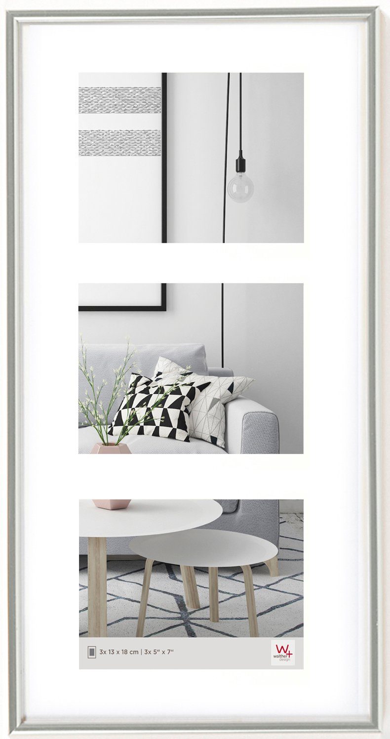 Walther Design Galerierahmen Kunststoff-Galerierahmen GALERIA für 3 Fotos im Format 13x18 cm